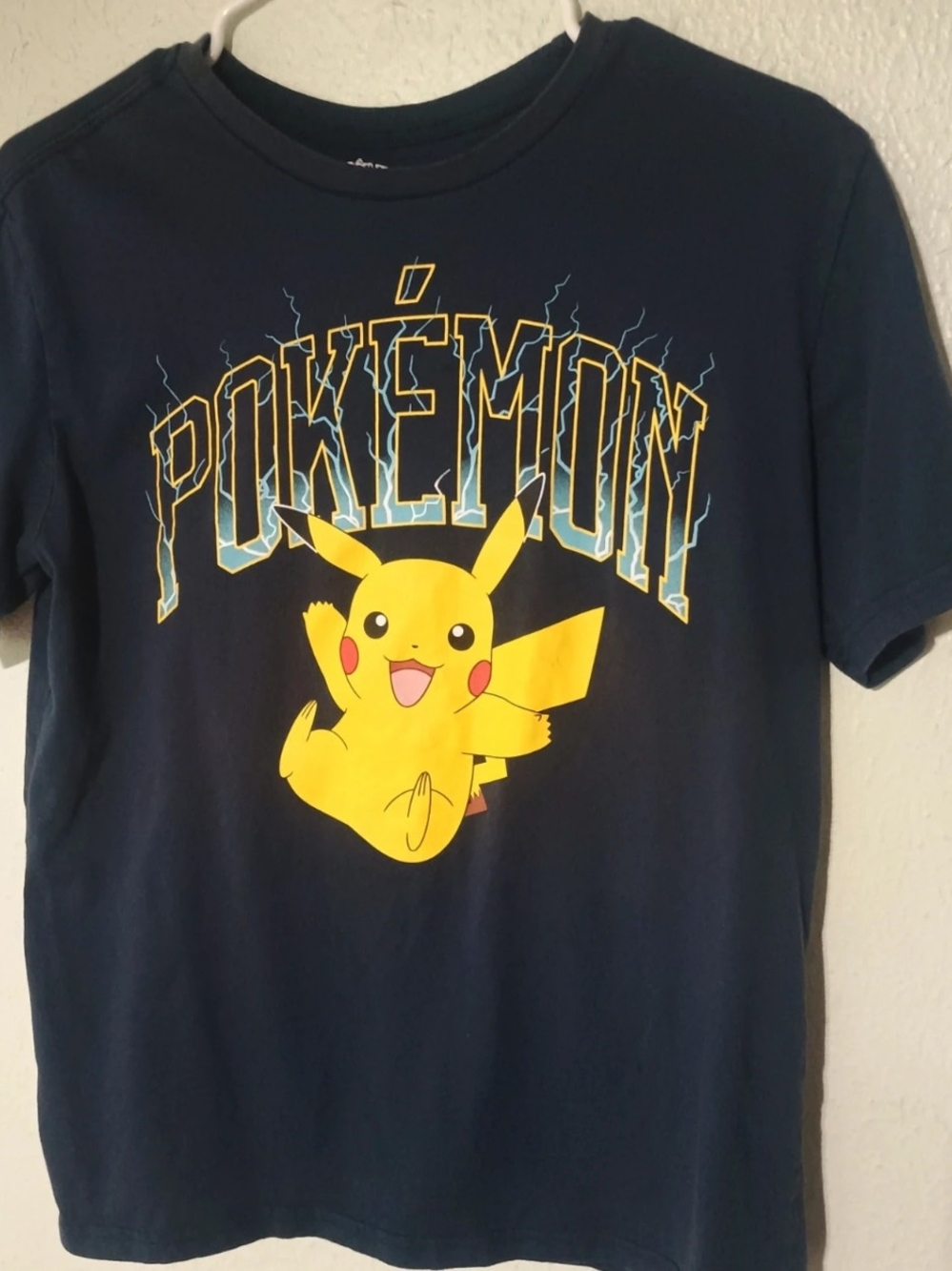 Pokemon Navy Blue Tee with Yellow Pikachu Graphic